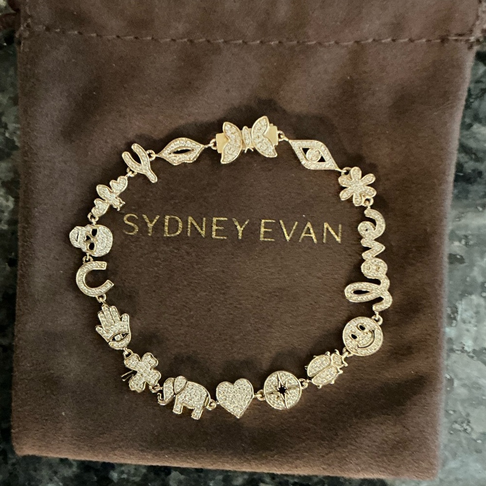 BRAND NEW BEAUTIFUL SYDNEY EVAN SMALL DIAMOND GOLD ICON ANNIVERSARY BRACELET - Picture 12 of 16